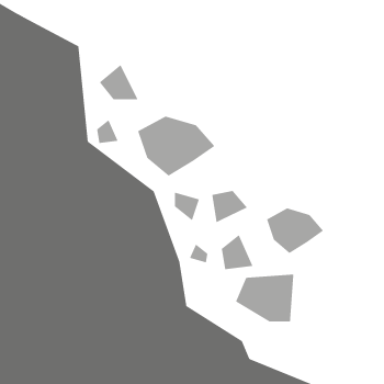 Illutstration, stenar som rasar utmed ett berg.