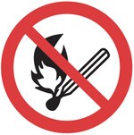 Skylt om förbud mot rökning och öppen eld